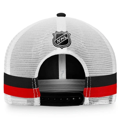 Shop Fanatics Branded Black/white Ottawa Senators Fundamental Striped Trucker Adjustable Hat