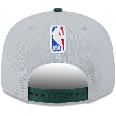 Shop New Era Gray/hunter Green Milwaukee Bucks Tip-off Two-tone 9fifty Snapback Hat
