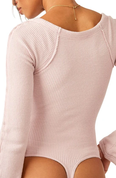 Shop Free People On A Cloud Long Sleeve Bodysuit In Blush Tint
