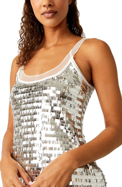 Shop Free People Disco Fever Mini Slipdress In Silver Combo