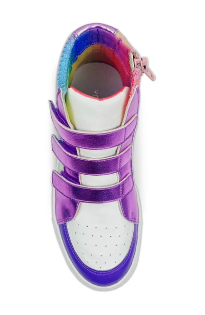 Yosi Samra Kids' Miss Hannah Sequin High Top Sneaker In Purple Multi