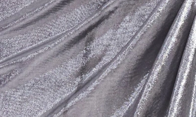 Shop Jewel Badgley Mischka Metallic Long Sleeve Gown In Silver