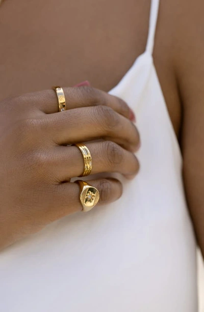 Shop Miranda Frye Harlyn Cubic Zirconia Sunburst Signet Ring In Gold