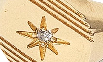 Shop Miranda Frye Harlyn Cubic Zirconia Sunburst Signet Ring In Gold
