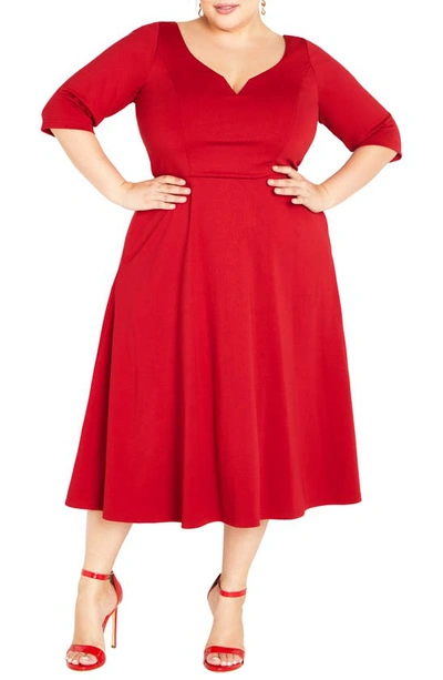 Shop City Chic Cute Girl Fit & Flare Dress In Cherries