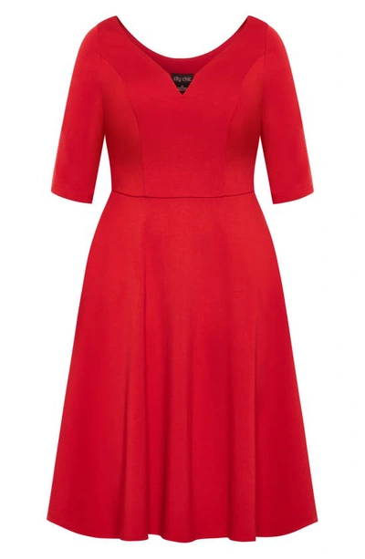 Shop City Chic Cute Girl Fit & Flare Dress In Cherries