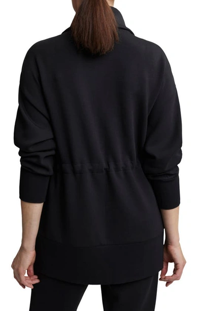 Shop Varley Ridgefield Long Sweatshirt Jacket In Black