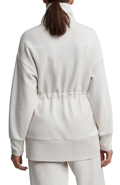 Shop Varley Ridgefield Long Sweatshirt Jacket In Ivory Marl