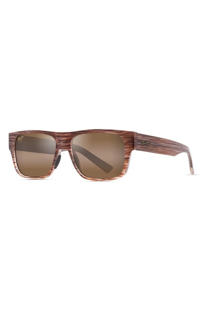 Maui Jim Keahi 56mm Polarizedplus2® Rectangular Sunglasses In Brown