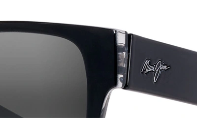 Shop Maui Jim Keahi 56mm Polarizedplus2® Rectangular Sunglasses In Black
