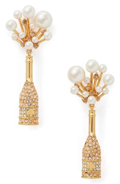 Shop Kate Spade Champagne Bottle Drop Earrings In Champagne/ Gold