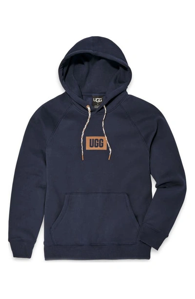 Shop Ugg Plate Logo Hoodie In Navy