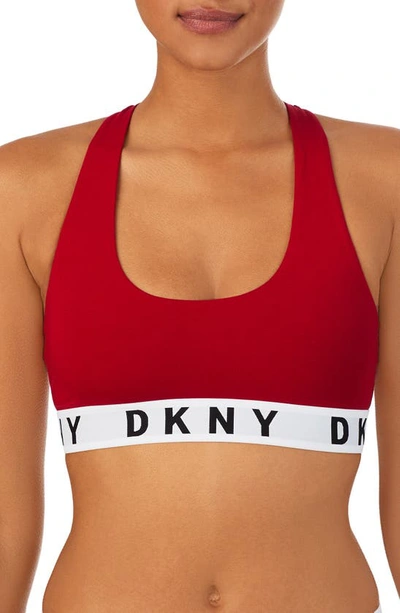 Shop Dkny Logo Wirefree Racerback Bralette In Cherry