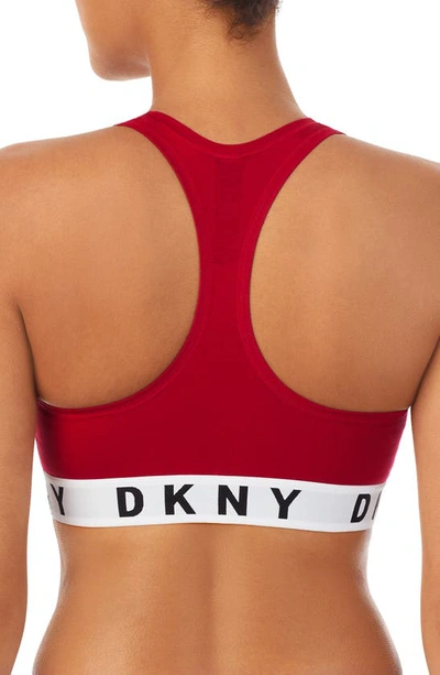 Shop Dkny Logo Wirefree Racerback Bralette In Cherry