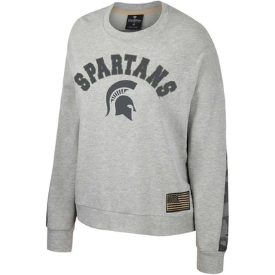 Shop Colosseum Heather Gray Michigan State Spartans Oht Military Appreciation Flag Rank Dolman Pullover S