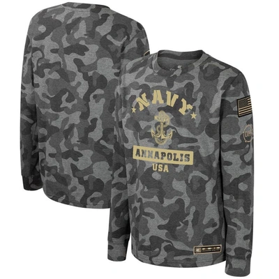 Shop Colosseum Youth  Camo Navy Midshipmen Oht Military Appreciation Dark Star Long Sleeve T-shirt
