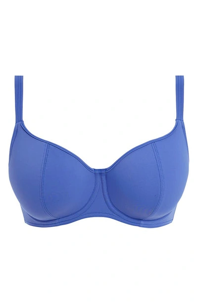 Shop Freya Jewel Cove Underwire Sweetheart Padded Bikini Top In Plain Azure