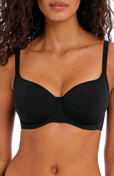 Shop Freya Jewel Cove Underwire Sweetheart Padded Bikini Top In Plain Black