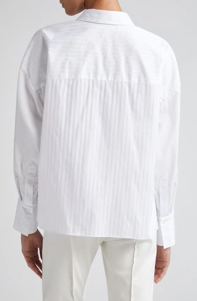 Partow Theo Jacquard Stripe Cotton Button-up Shirt In White
