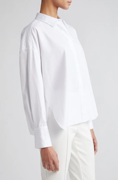 Partow Theo Jacquard Stripe Cotton Button-up Shirt In White
