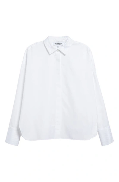 Partow Theo Jacquard Stripe Cotton Button-up Shirt In White