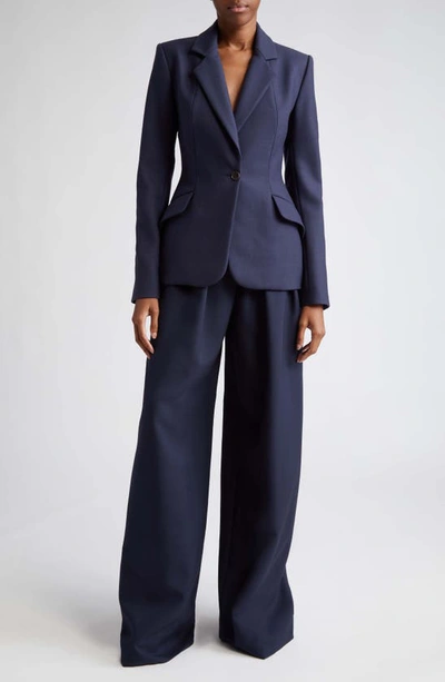 Shop Brandon Maxwell The Holland High Waist Oversize Trousers In Navy