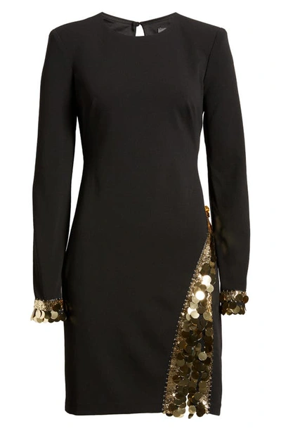 Vince Camuto Long Sleeve Sequin Jersey Minidress In Black