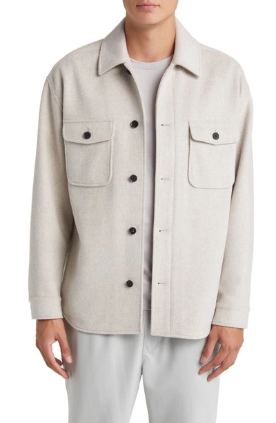Shop Reiss Liam Brushed Overshirt In Oatmeal