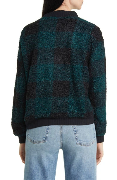 Shop Beachlunchlounge Tavia Check Mock Neck Sweater In Jaded Storm