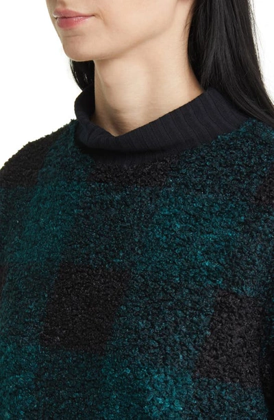 Shop Beachlunchlounge Tavia Check Mock Neck Sweater In Jaded Storm