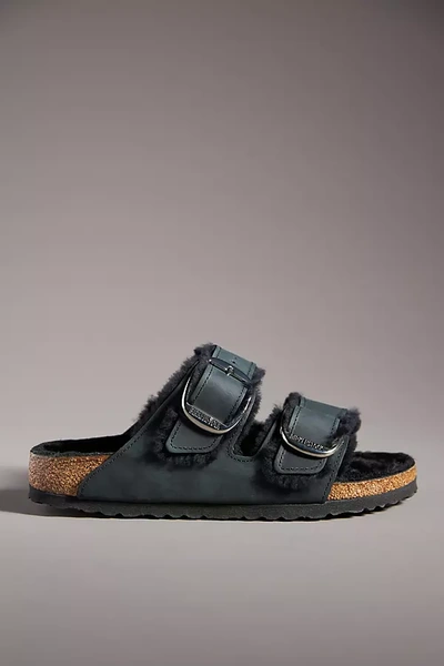 Shop Birkenstock Arizona Big Buckle Shearling Sandals In Black