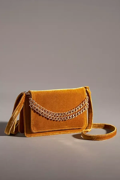 Shop By Anthropologie Velvet Crossbody Wallet In Yellow