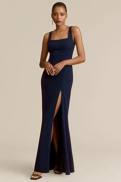 Shop Bhldn Blake Square-neck Stretch Crepe Gown In Multicolor