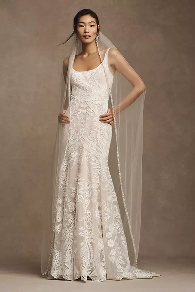 Shop Watters Wtoo By  Valette Square-neck Lace Wedding Gown In White