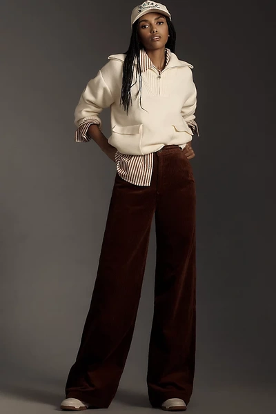 Shop Ag Deven Velvet Tailored High-rise Trousers In Brown