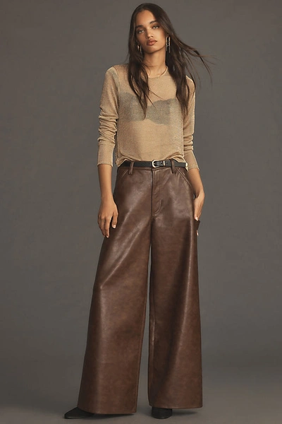 Shop Agolde Dale Leather Trouser Jeans Pants In Brown
