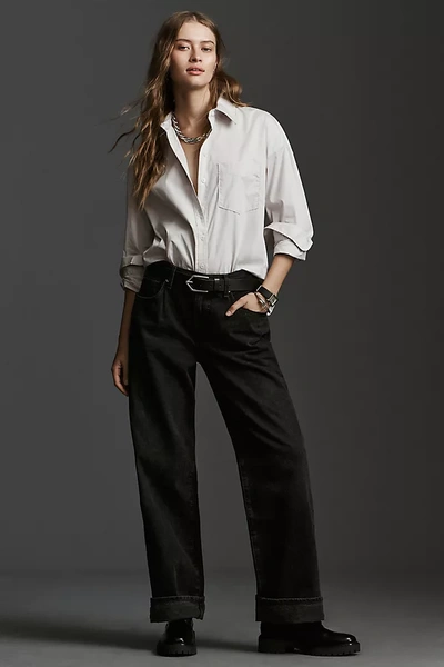 Shop Agolde Fusion Mid-rise Relaxed Leg Jeans In Black