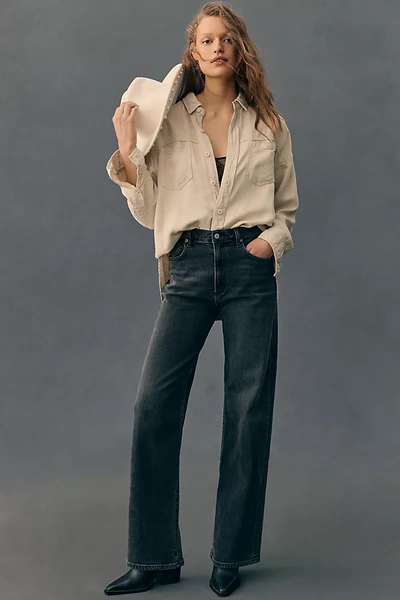 Shop Agolde Harper High-rise Wide-leg Jeans In Grey