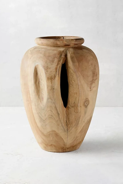 Terrain Carved Teak Urn