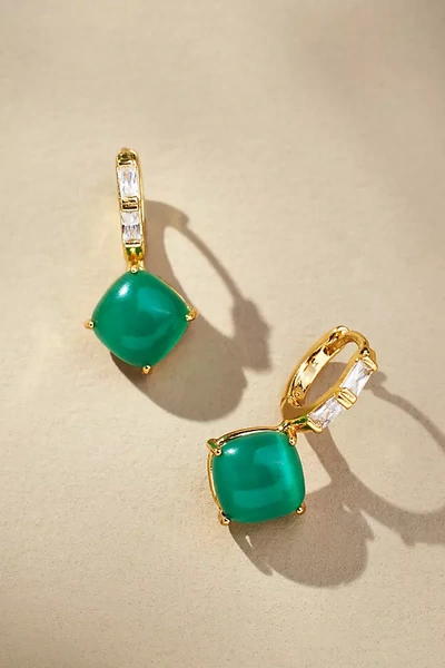 Shop By Anthropologie Crystal Hoop Stone Pendant Earrings In Green