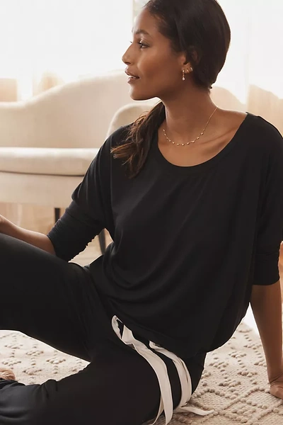 Shop Eberjey Long-sleeve Slouchy Pj Set In Black