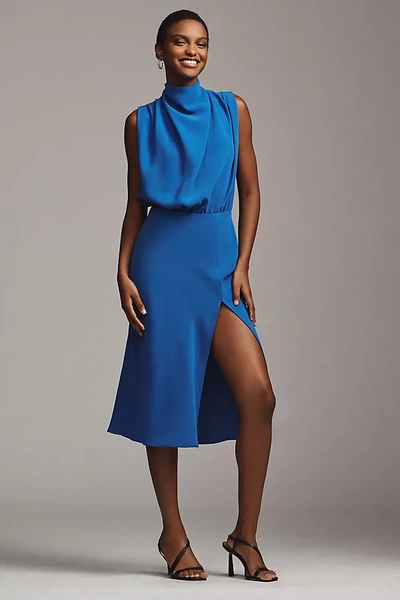 Shop Amanda Uprichard Franny Mock-neck Midi Dress In Blue