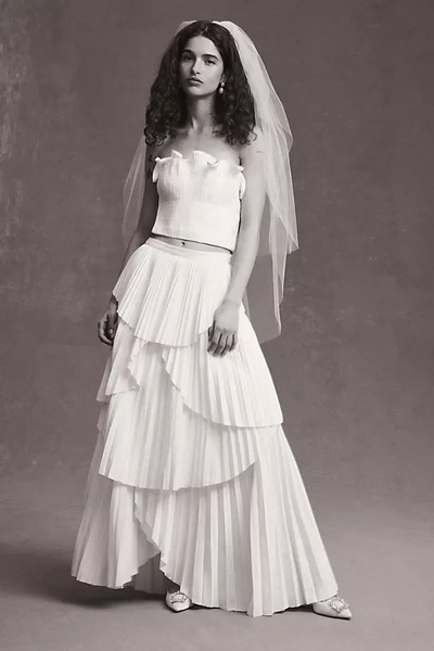 Shop Amur Ophelia Tiered Pleated Ball Bridal Skirt In White