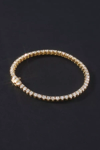 Shop Anthropologie Bezel Diamond Tennis Bracelet In Gold