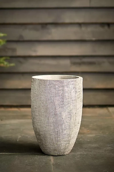 Terrain Fiber Concrete Textured Tall Planter, 14"