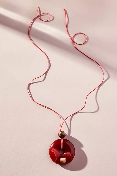 Shop Frasier Sterling Smooth Stone Necklace In Red