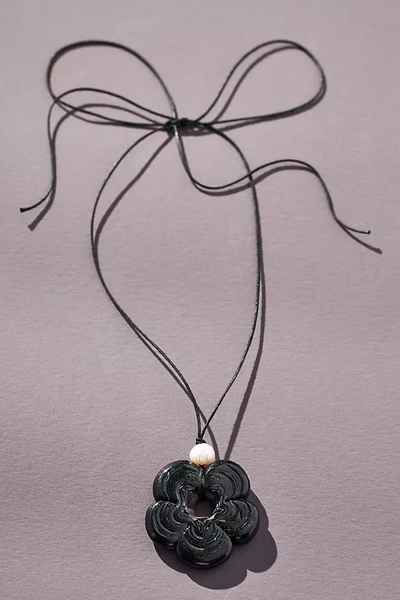 Shop Frasier Sterling Floral Pendant Necklace In Black