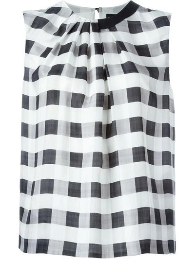 checked pleated asymmetric wide tank top