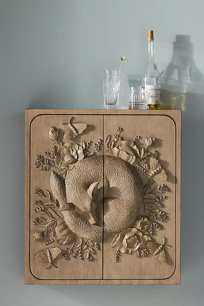 Anthropologie Handcarved Land & Sky Wall Cabinet