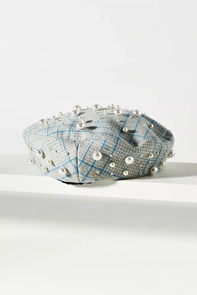 Shop Lele Sadoughi Embellished Beret In Blue